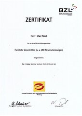 Herr Uwe Moll, Fachliche Vorschriften